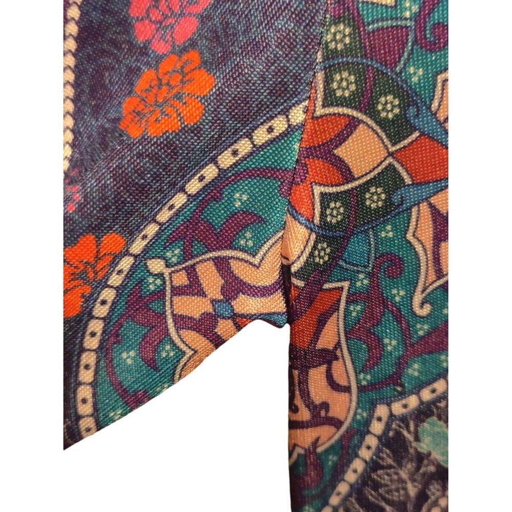 Dudalina Women's Tunic Blouse Stretch 70s Style Roses Shimmer 3/4 Sleeve M/L - Picture 4 of 10